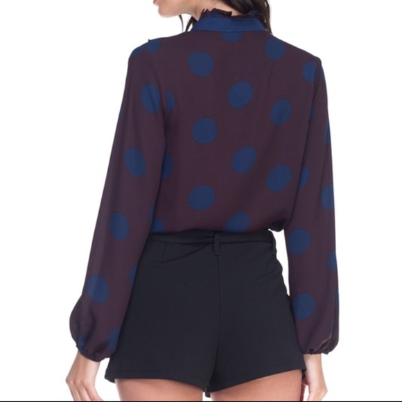 Plum Polka Dot Long Sleeve Blouse - Picture 4 of 6